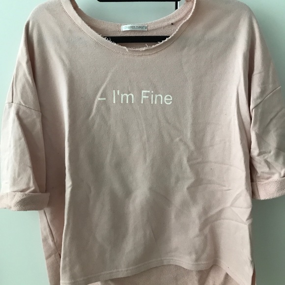 Korean pastel pink with lettering on front, sleeves go a bit past elbows - Picture 1 of 5